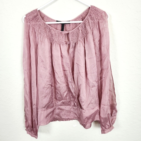 BCBGMaxazria | New Faux Wrap Long Sleeve Blouse Lilac Mauve XS - Picture 1 of 5